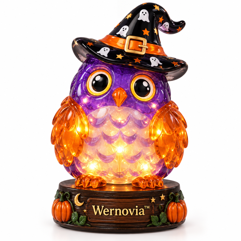 Wernovia™ Illuminated Glass Owl Witch Hat LED Night Light