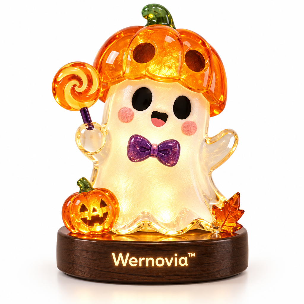Wernovia™ Illuminated Glass Ghost Pumpkin Hat Lollipop LED Night Light