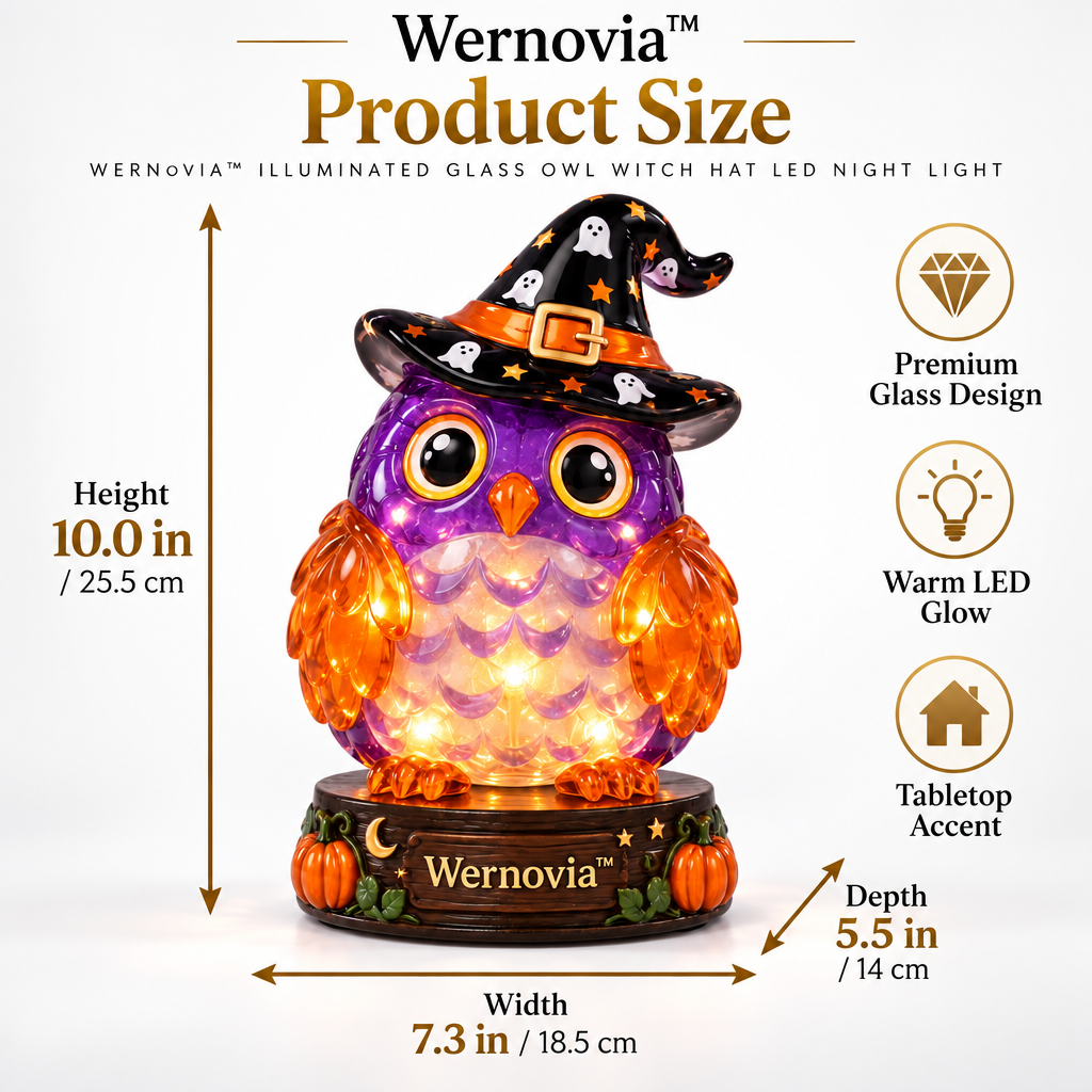 Wernovia™ Illuminated Glass Owl Witch Hat LED Night Light