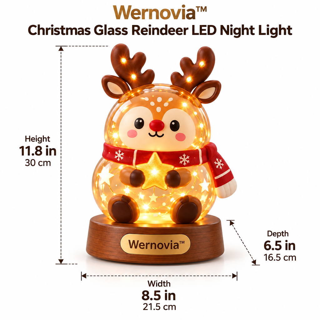 Wernovia™ Christmas Glass Reindeer LED Night Light