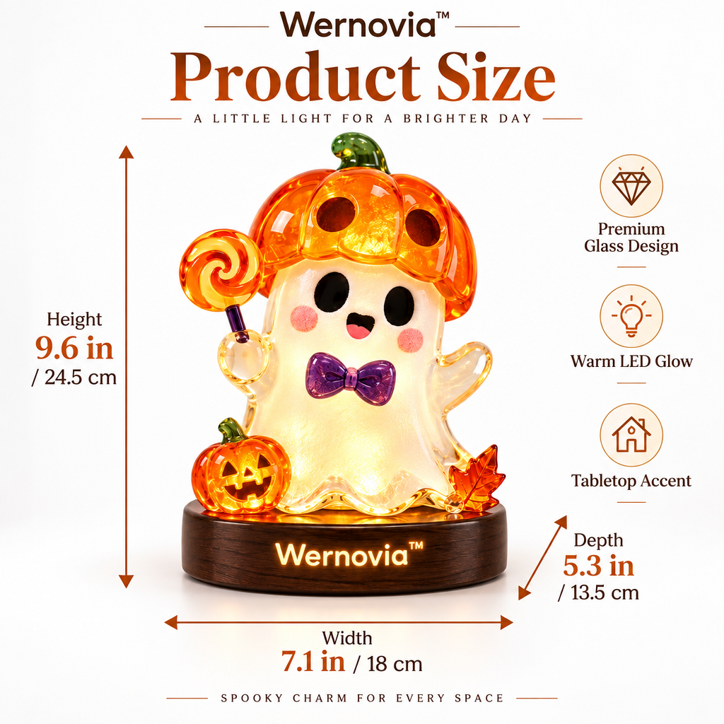 Wernovia™ Illuminated Glass Ghost Pumpkin Hat Lollipop LED Night Light