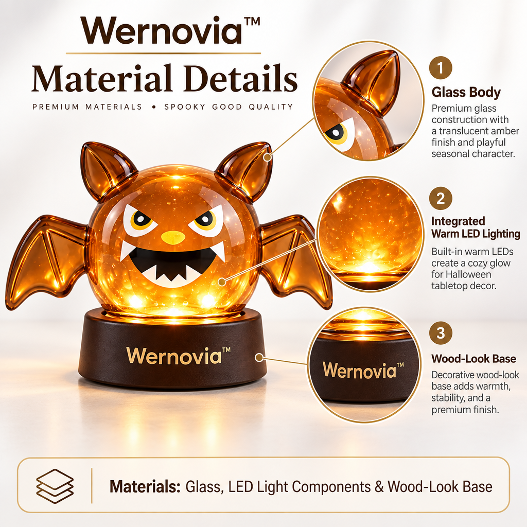 Wernovia™ Illuminated Glass Halloween Bat LED Night Light