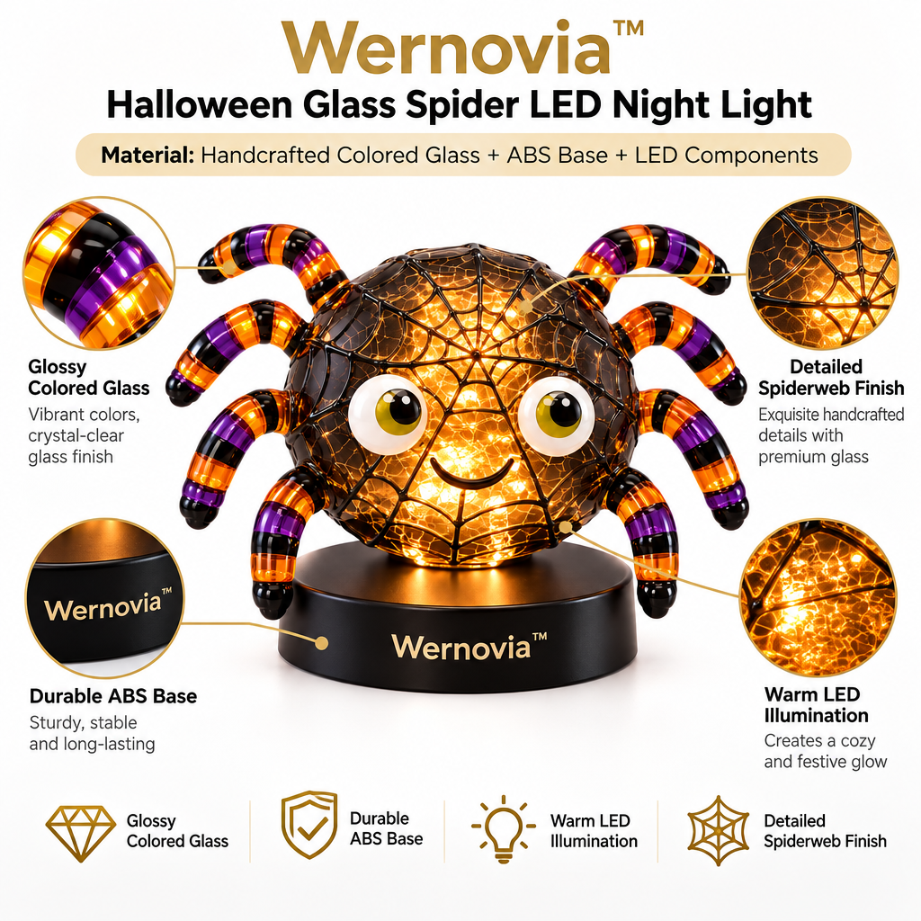 Wernovia™ Halloween Glass Spider LED Night Light
