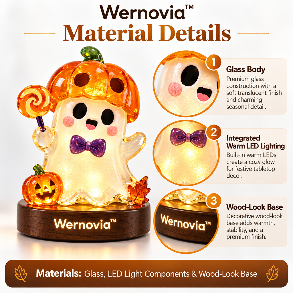 Wernovia™ Illuminated Glass Ghost Pumpkin Hat Lollipop LED Night Light