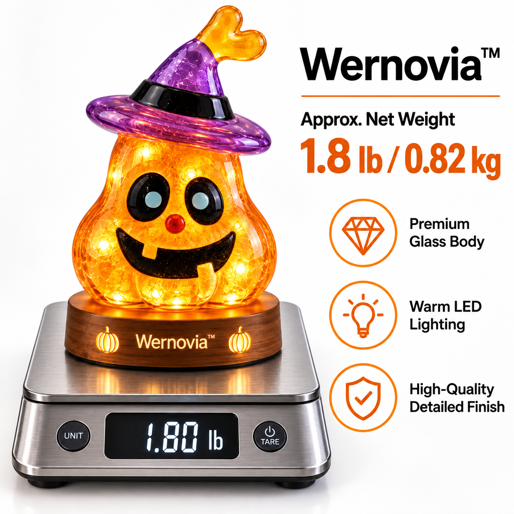Wernovia™ Illuminated Glass Pumpkin Witch Hat LED Night Light