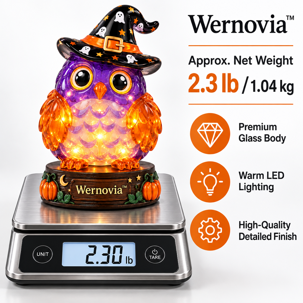 Wernovia™ Illuminated Glass Owl Witch Hat LED Night Light