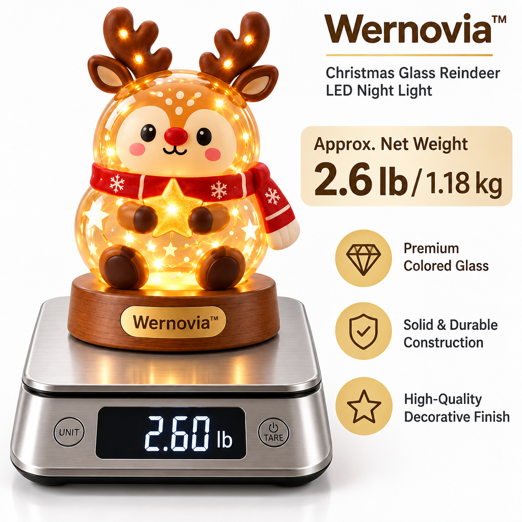 Wernovia™ Christmas Glass Reindeer LED Night Light