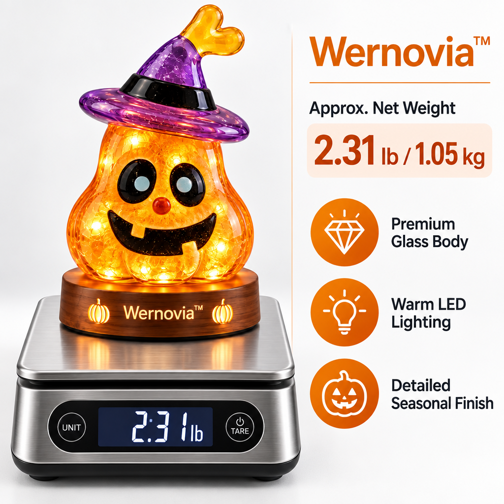 Wernovia™ Halloween Glass Pumpkin-Shaped Witch LED Night Light