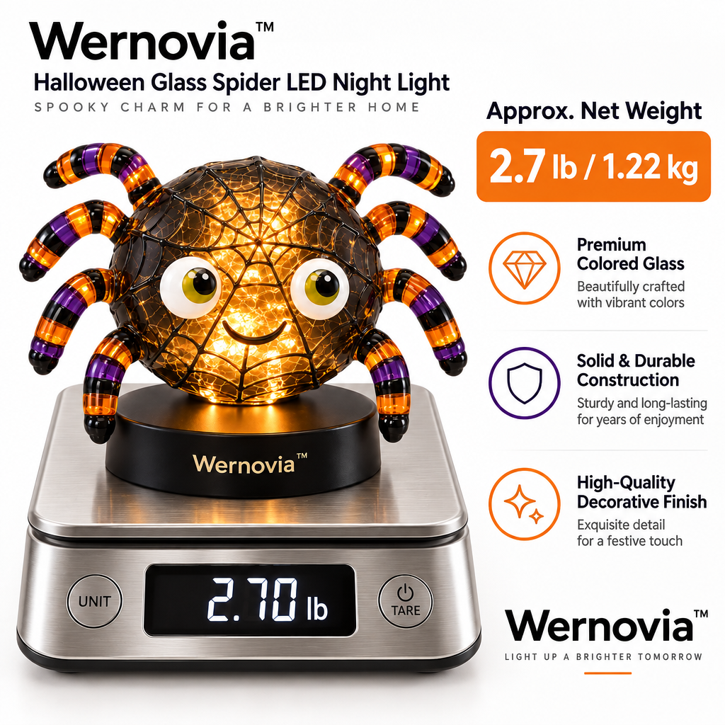 Wernovia™ Halloween Glass Spider LED Night Light