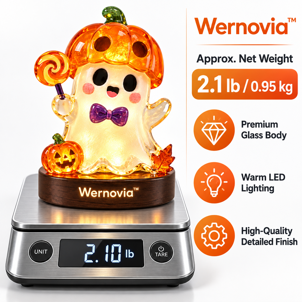 Wernovia™ Illuminated Glass Ghost Pumpkin Hat Lollipop LED Night Light