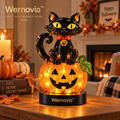 Wernovia™ Illuminated Glass Black Cat Pumpkin LED Night Light