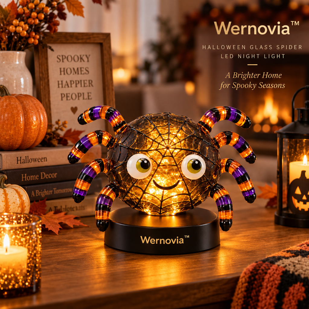 Wernovia™ Halloween Glass Spider LED Night Light