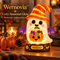 Wernovia™ Illuminated Glass Ghost Witch Hat Candy Basket LED Night Light